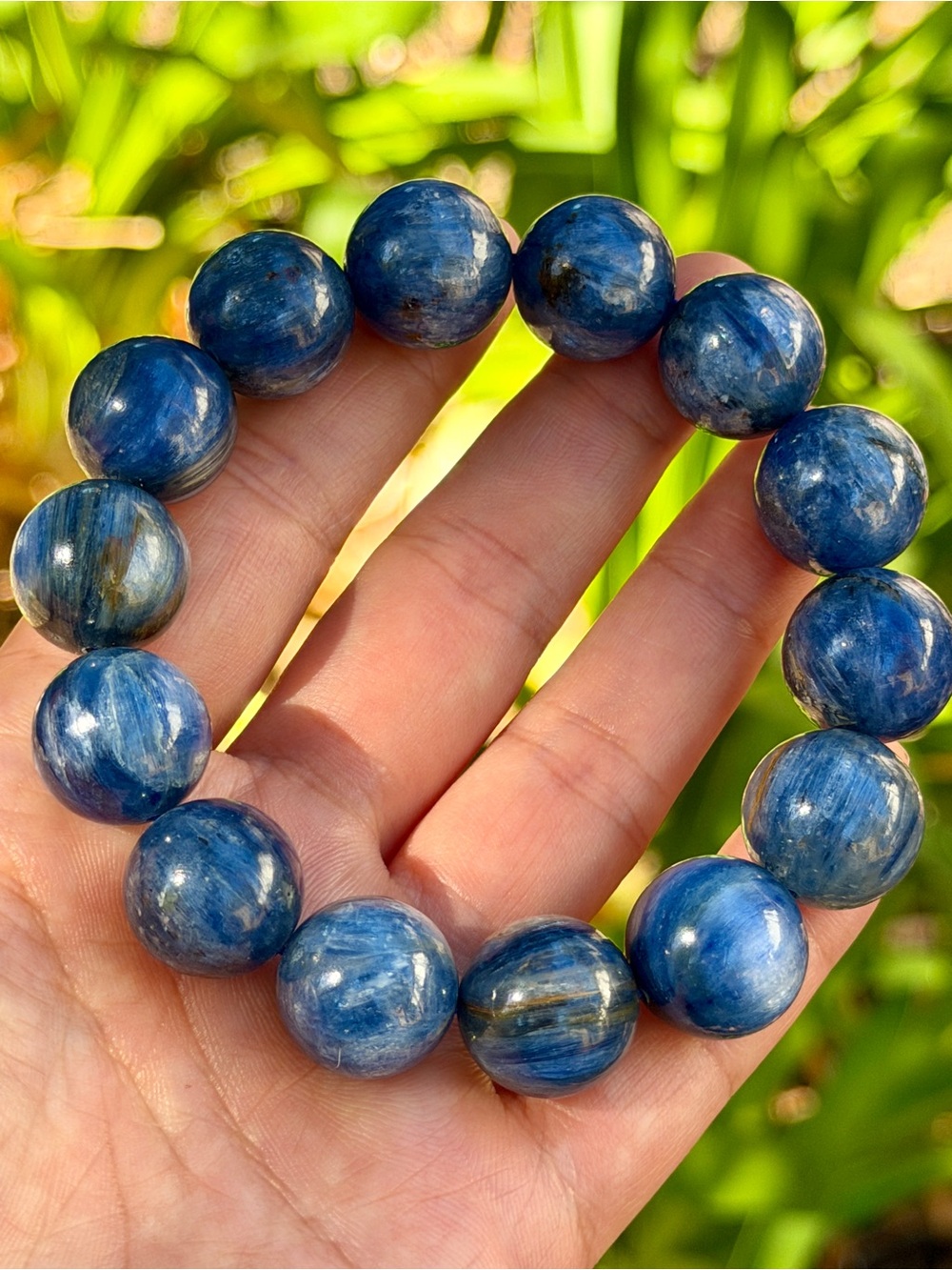 16mm Chunky Flashy Blue Kyanite Bracelet 2691